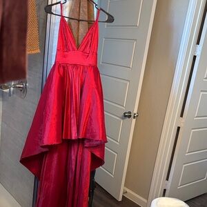 Elegant Red High-Low Gown